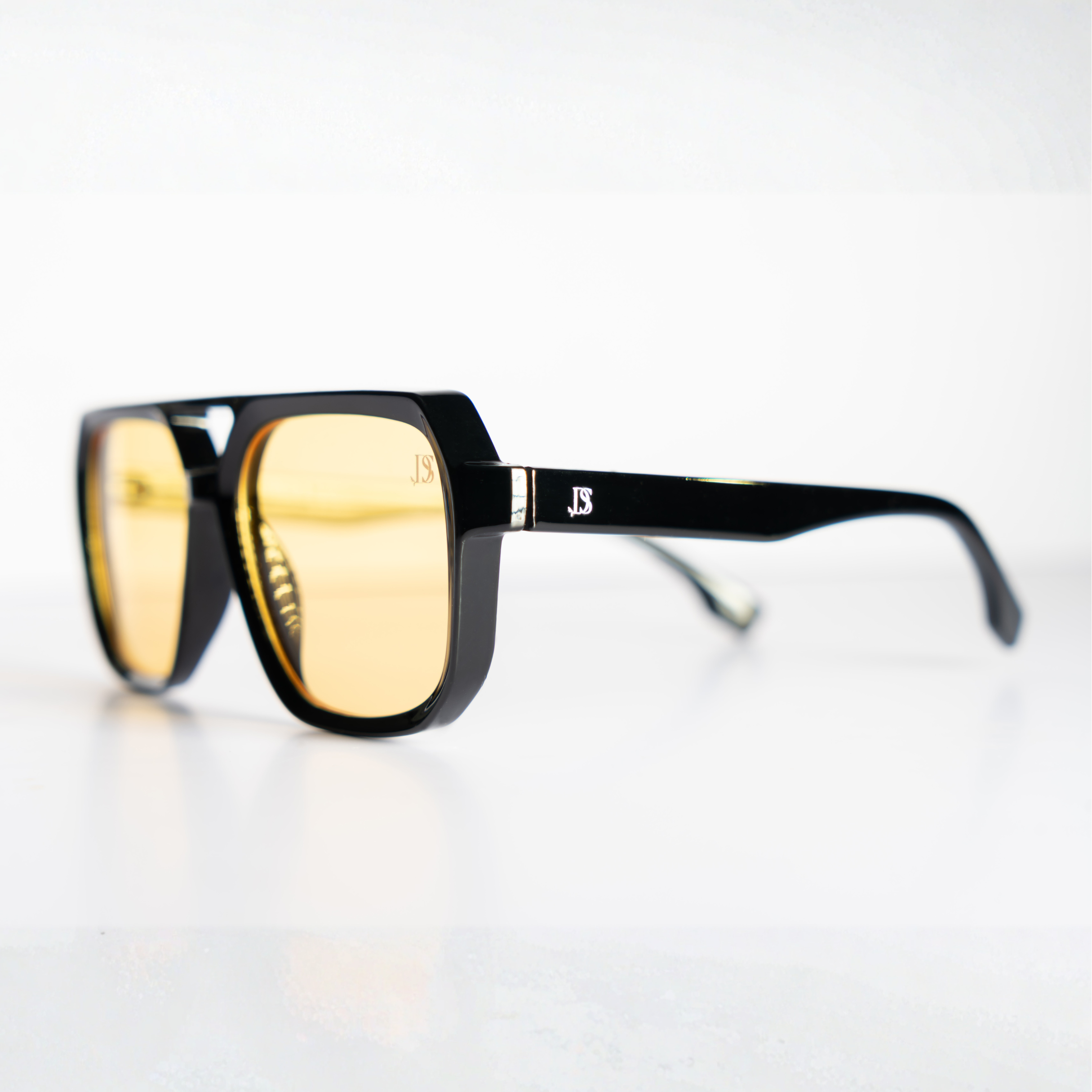 DS Black Retro Square Amber Sunglasses