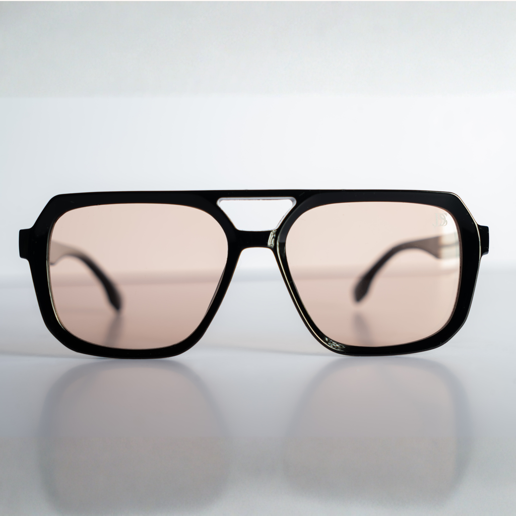 DS Black Retro Square Nude-Lens Sunglasses