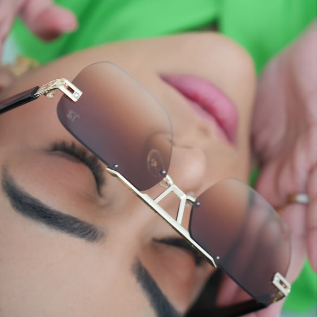 DS Gold Rimless Gradient Square Sunglasses