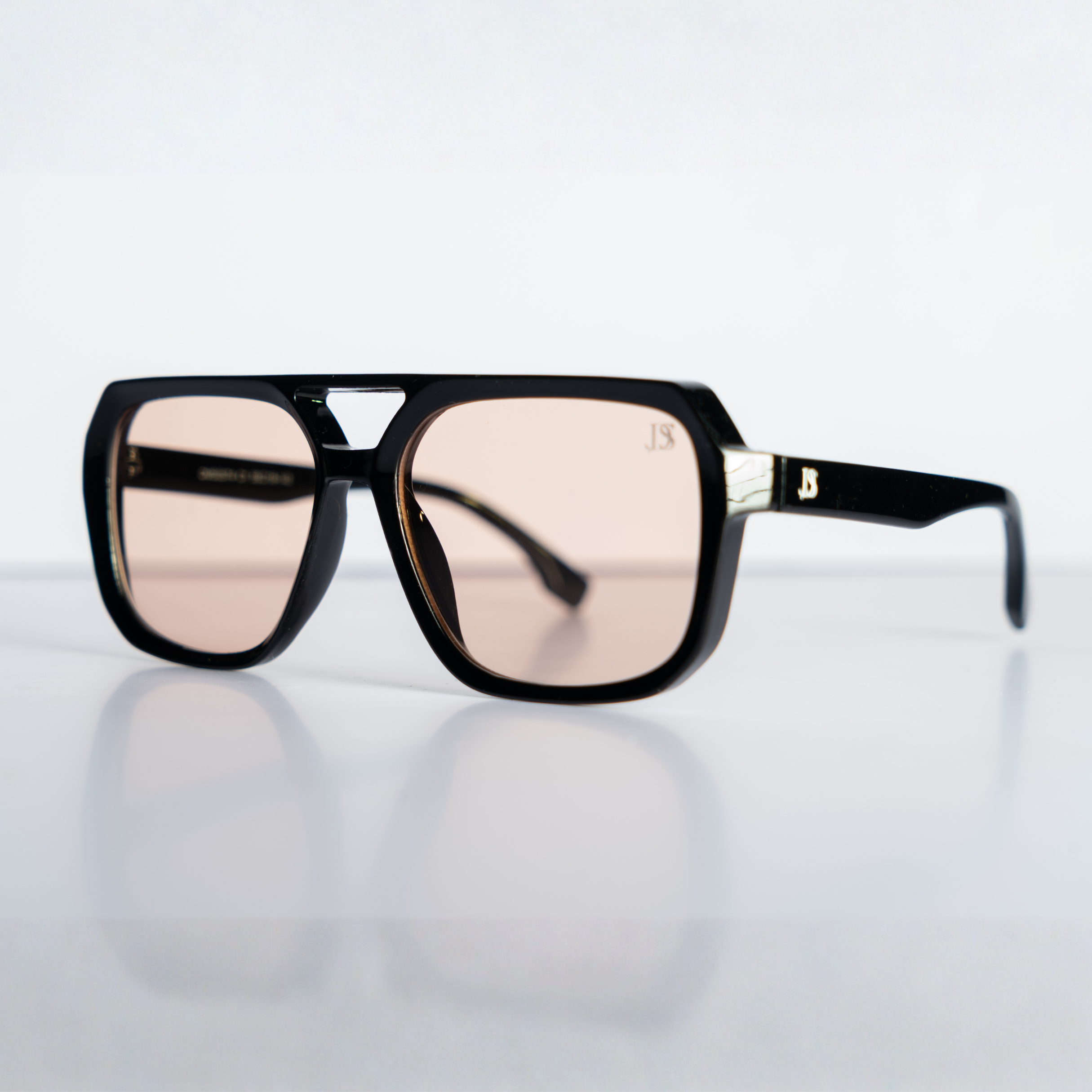 DS Black Retro Square Nude-Lens Sunglasses