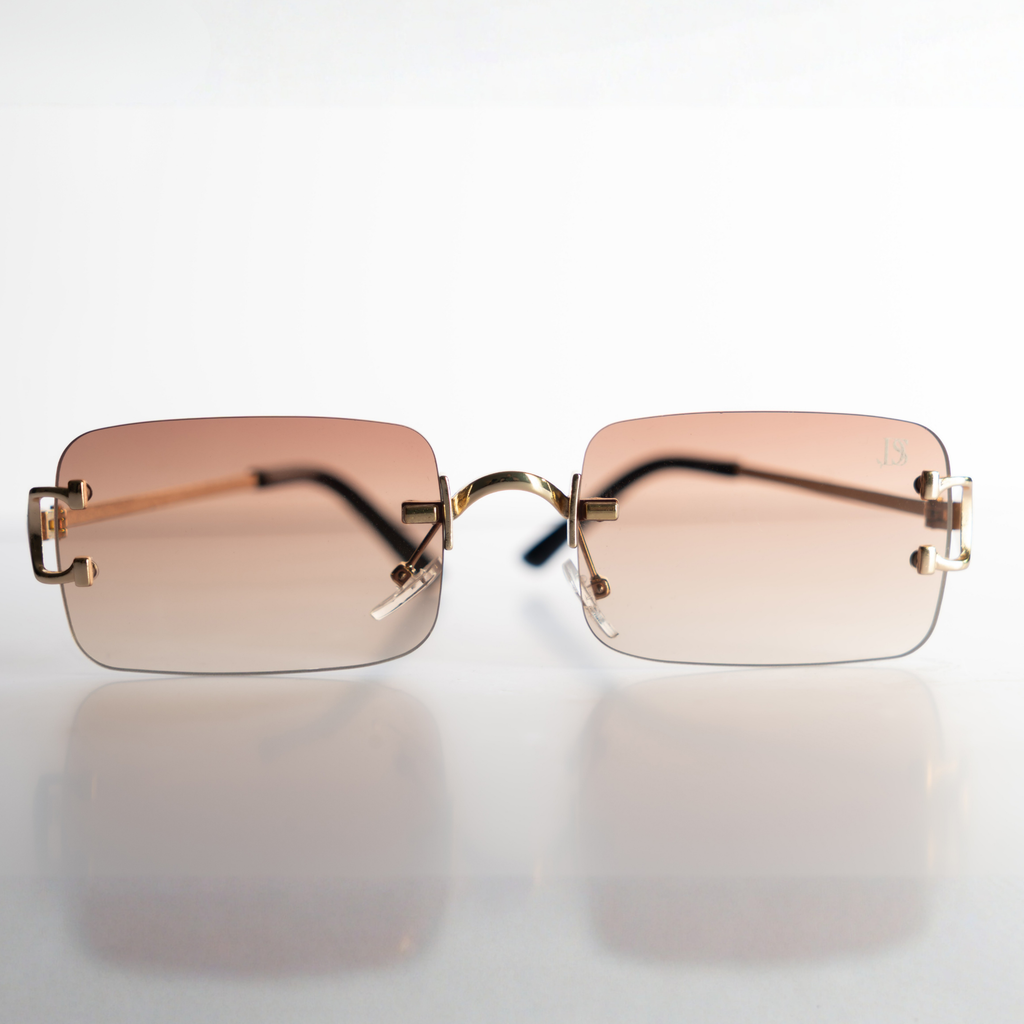 DS Gold Rimless Gradient Square Sunglasses