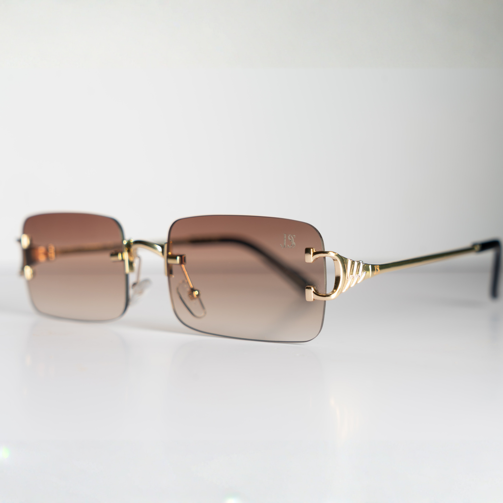 DS Gold Rimless Gradient Square Sunglasses